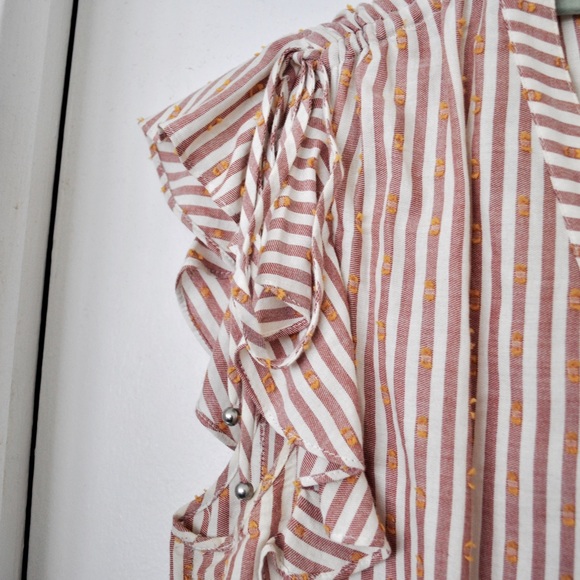 Veronica Beard Candy Stripe V-Neck Blouse - Picture 6 of 14